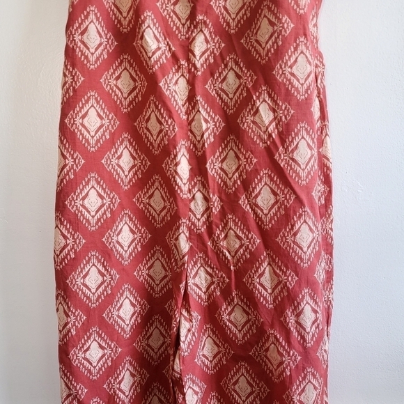 New Zara The Jami V-Neck Open Back Wide Leg Terracotta Print Jumpsuit NWT Small - Picture 10 of 15